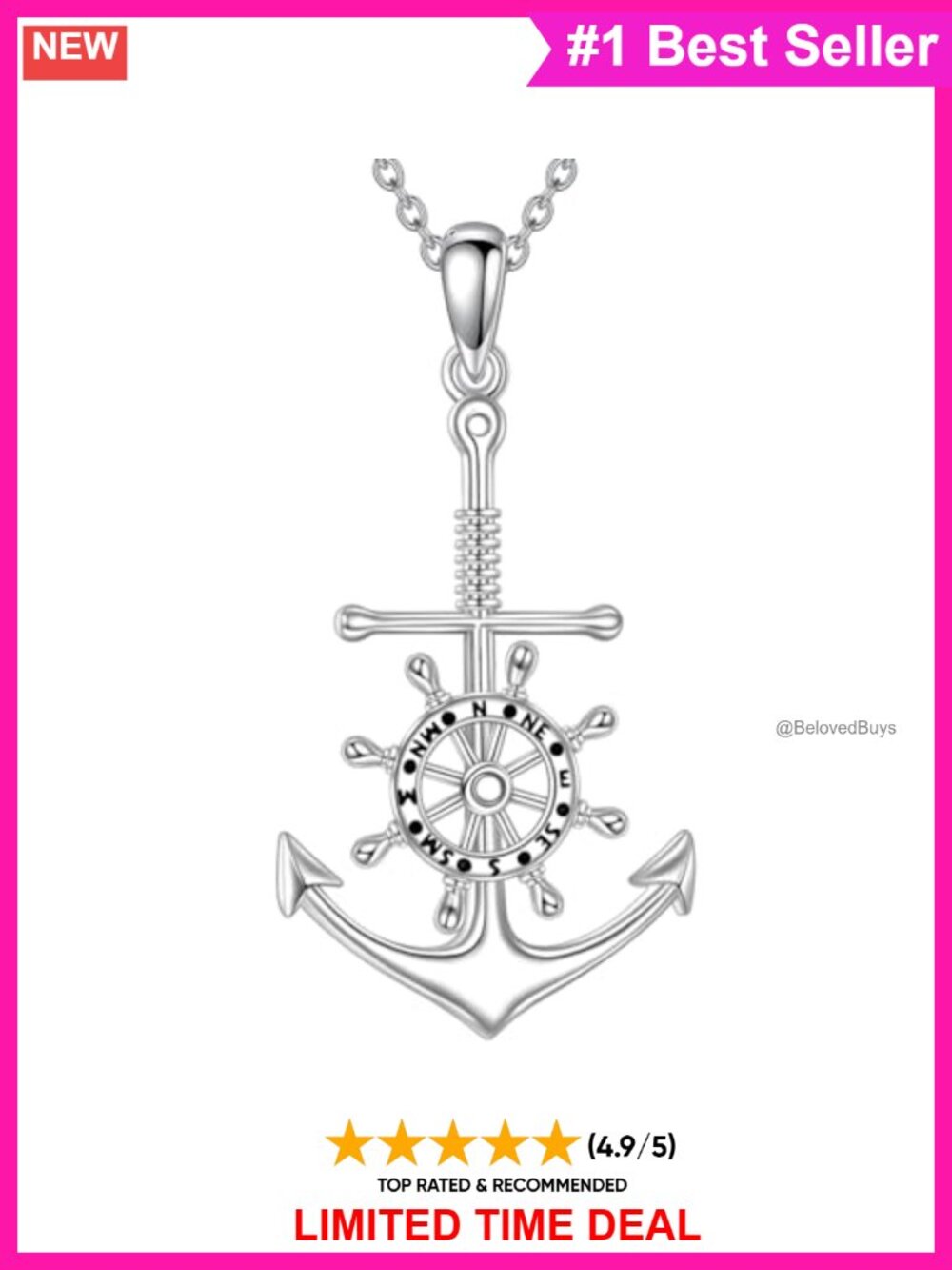 Sterling Silver Anchor Necklace Faith Hope Charity Pendant Heart Cross Jewelry